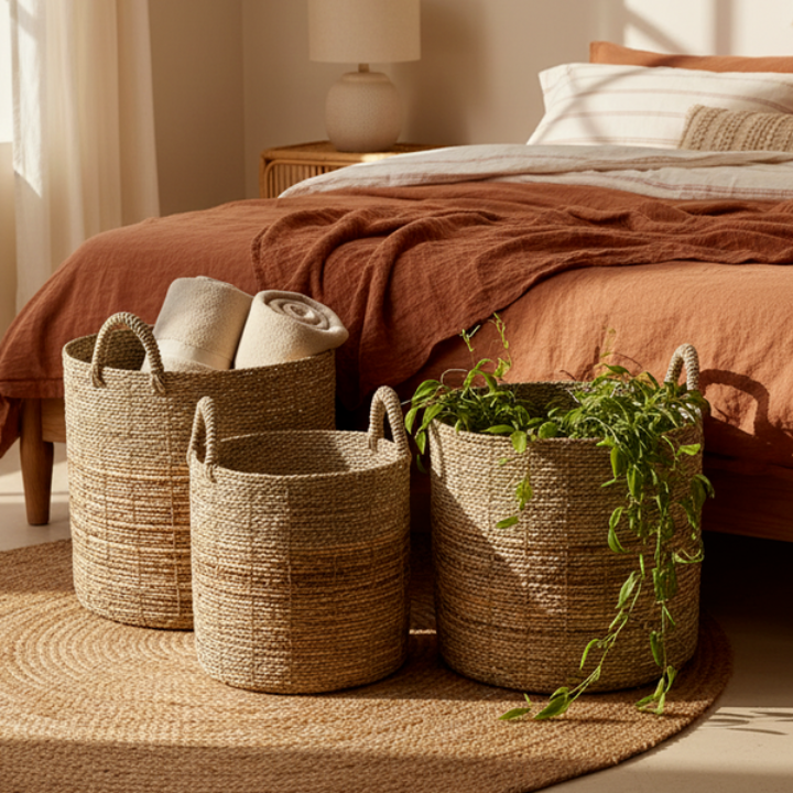 Natural Tall Seagrass Basket - 
P1004 - Uneeka