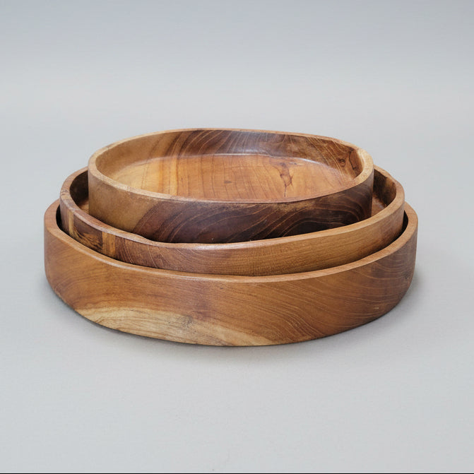 Natural Teak Round Serving Platter - IS042 - Uneeka