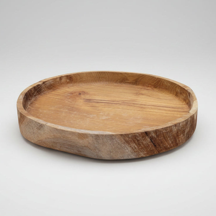 Natural Teak Round Serving Tray - IS044 - Uneeka