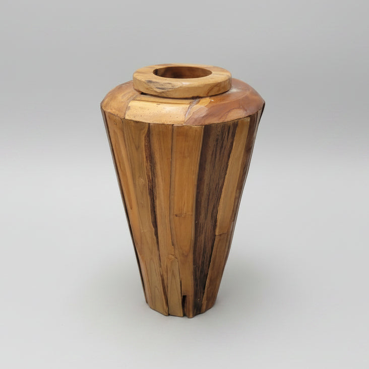 Natural Teak Tall Decorative Garden Vase - IS048 - Uneeka