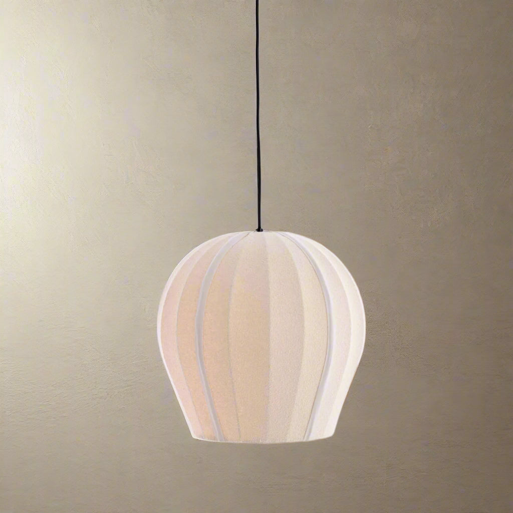 Neutral Bouclé Textured Bell Pendant - Uneeka Lighting 