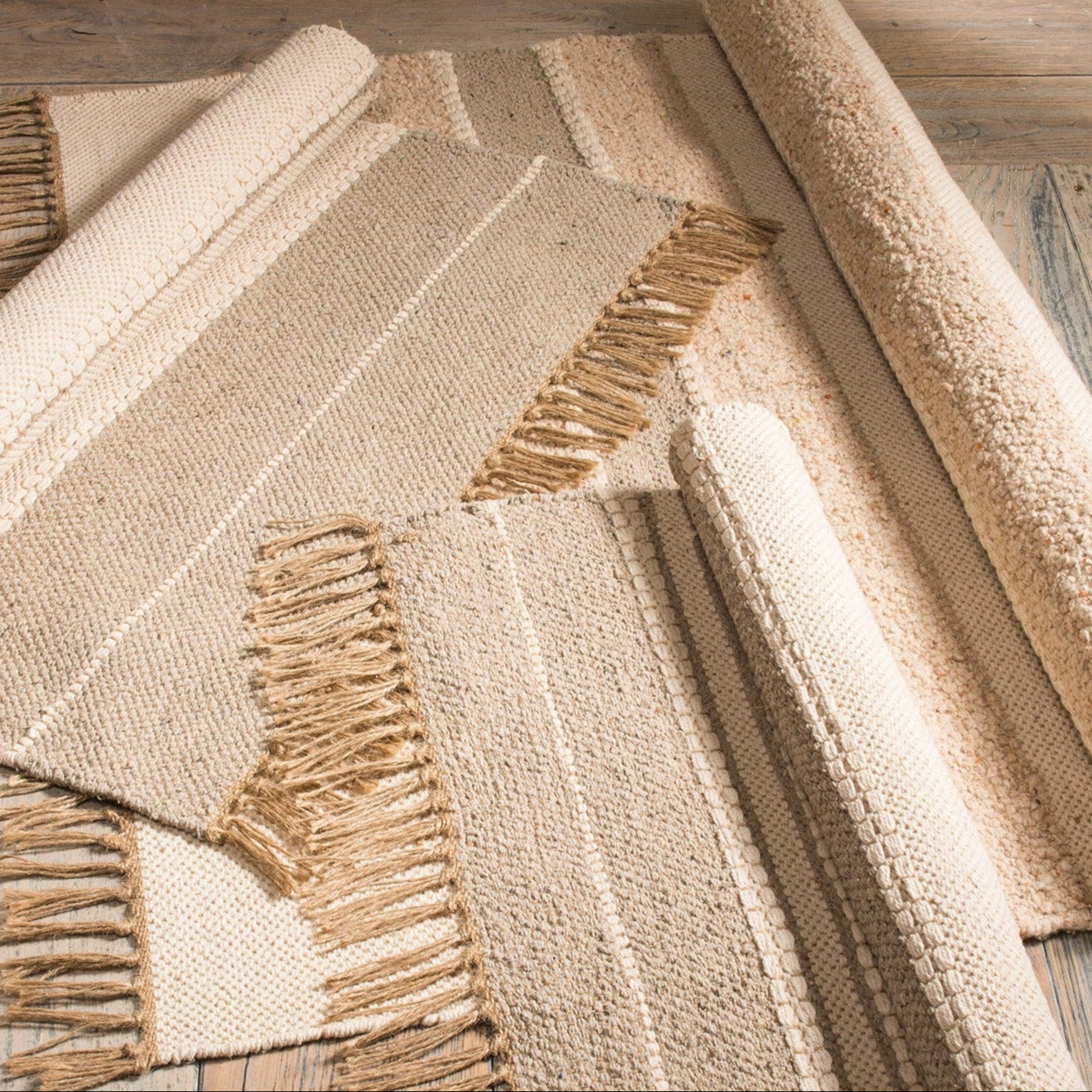 Neutral Tone Slubweave Cotton Rug - Uneeka