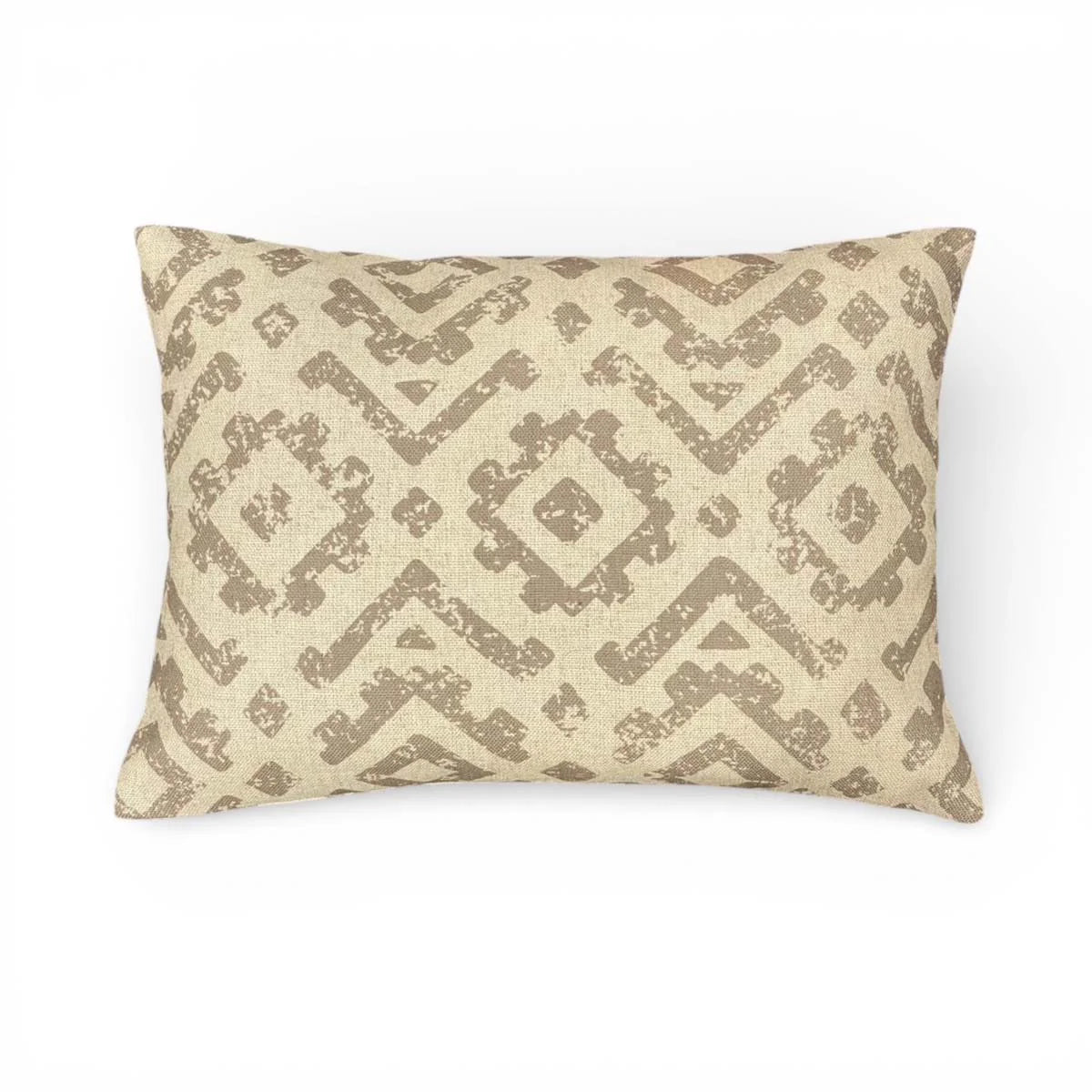 Neutral Aztec Pattern Rectangular Cushion - Terazzo linen - Uneeka