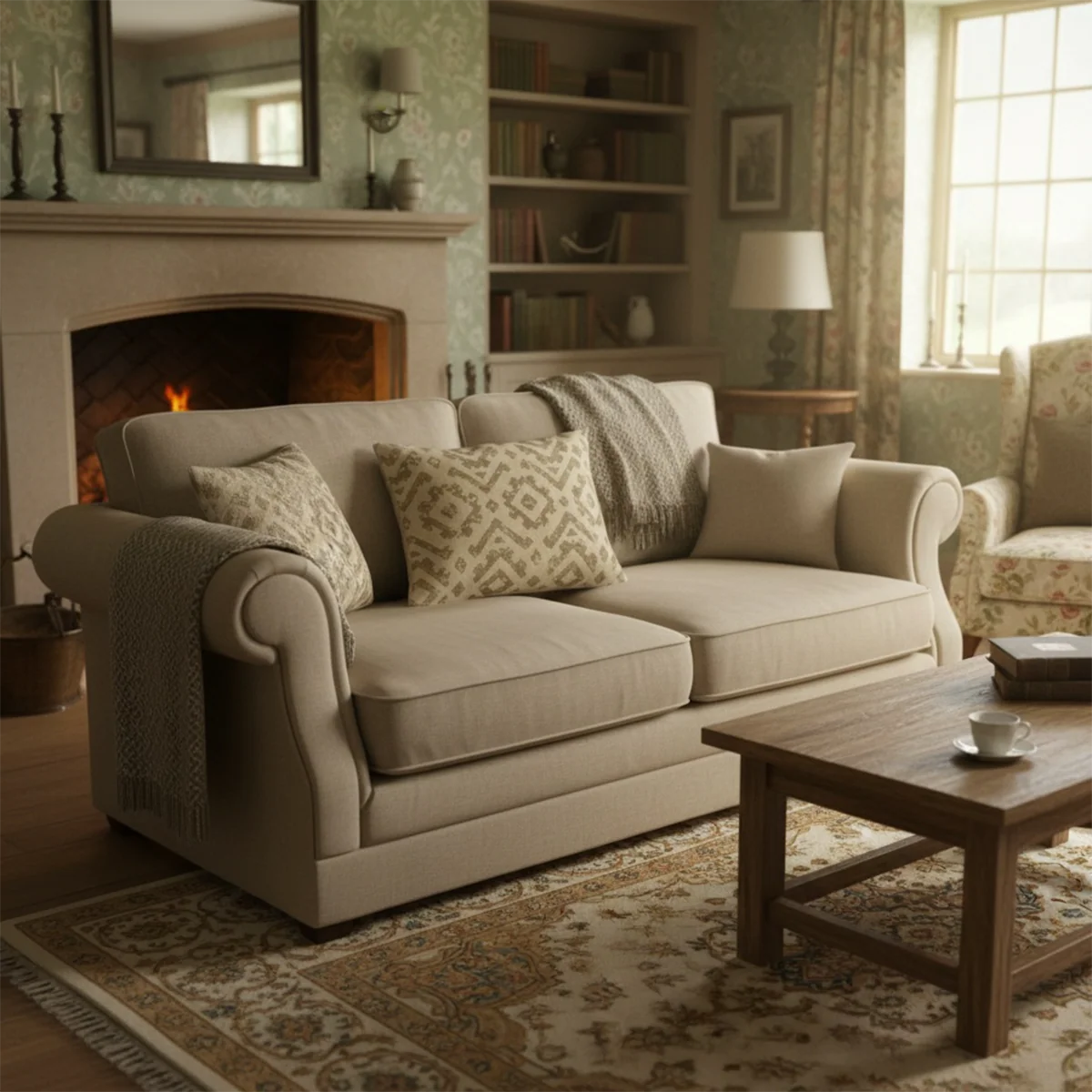 Neutral Aztec Pattern Rectangular Cushion - Terazzo linen - Uneeka