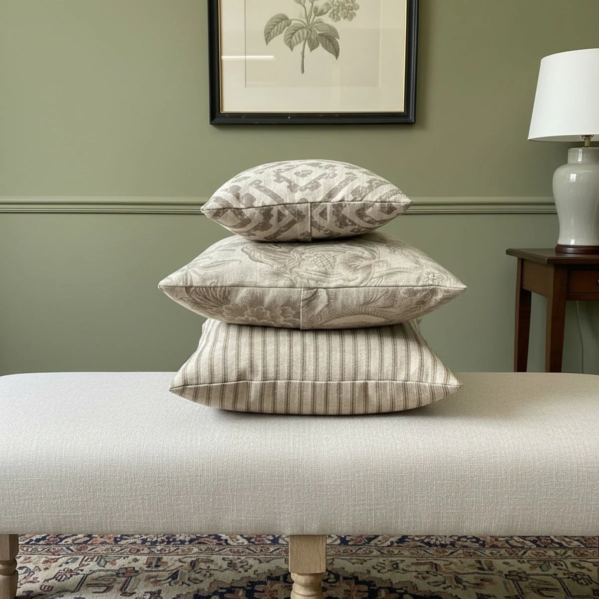 Neutral Aztec Pattern Rectangular Cushion - Terazzo linen - Uneeka