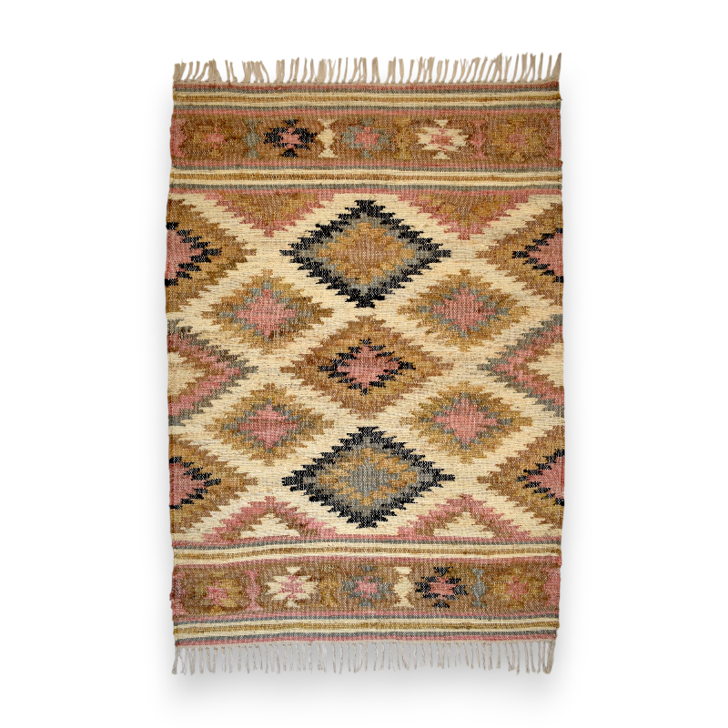 Neutral & Pastel Kilim Pattern Rug - 6608 - Uneeka
