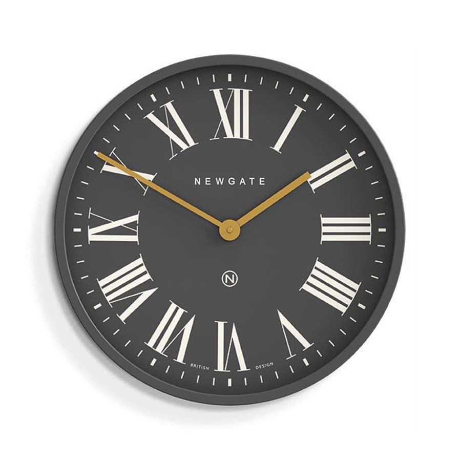 Grey and Gold Roman Numerals Wall Clock