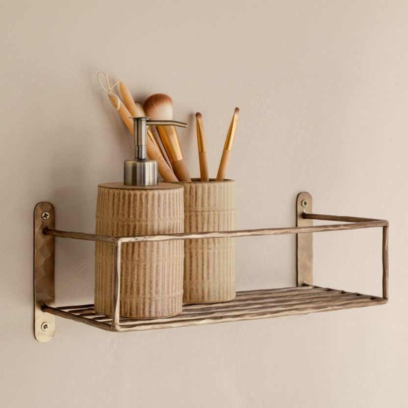 Nkuku Olani Antique Brass Bathroom Shelf - OS0501 - Uneeka