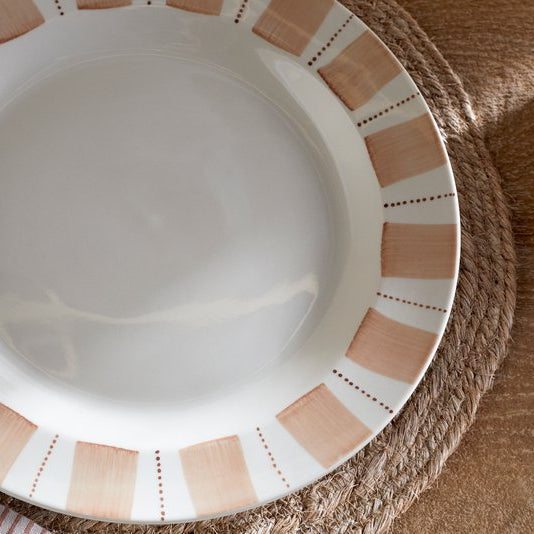 Nkuku Patthar Cream & Clay Ceramic Dinner Plate - NP58876 - Uneeka