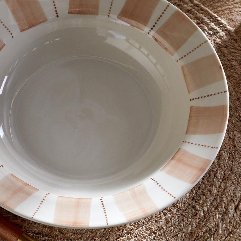 Nkuku Patthar Cream & Clay Ceramic Pasta Bowl - NP58875 - Uneeka