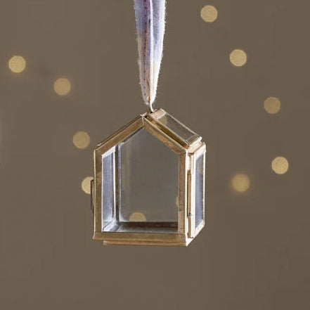 Nkuku Aged Brass Mini Box Hanging Decoration Style 1 - Uneeka
