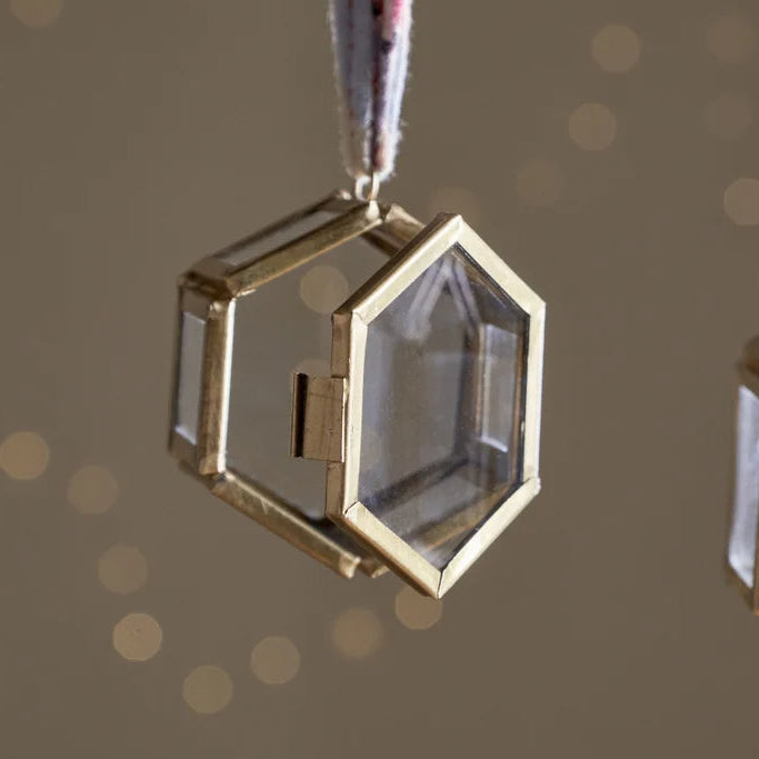 Nkuku Aged Brass Mini Box Hanging Decoration Style 2 - Uneeka