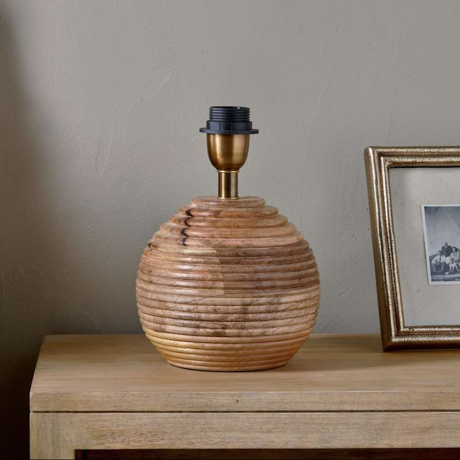 Nkuku Drisana Round Wooden Table Lamp Base - DL0301- Nkuku at Uneeka