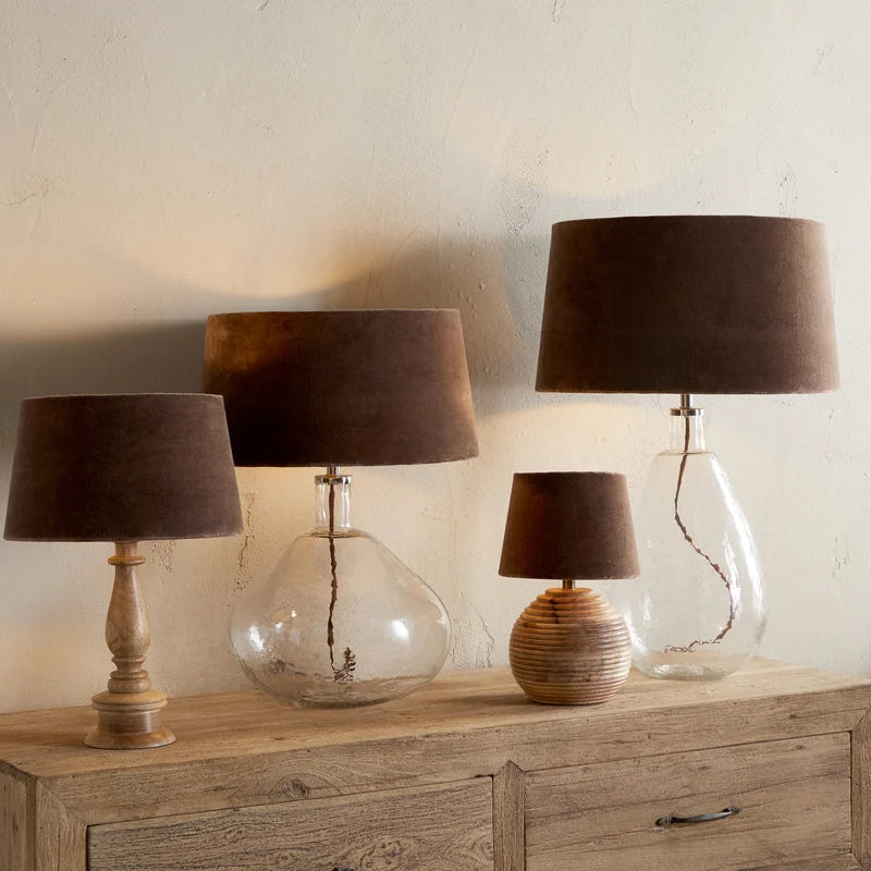 Nkuku Mendai Velvet & Linen Mocha Lampshade - Uneeka