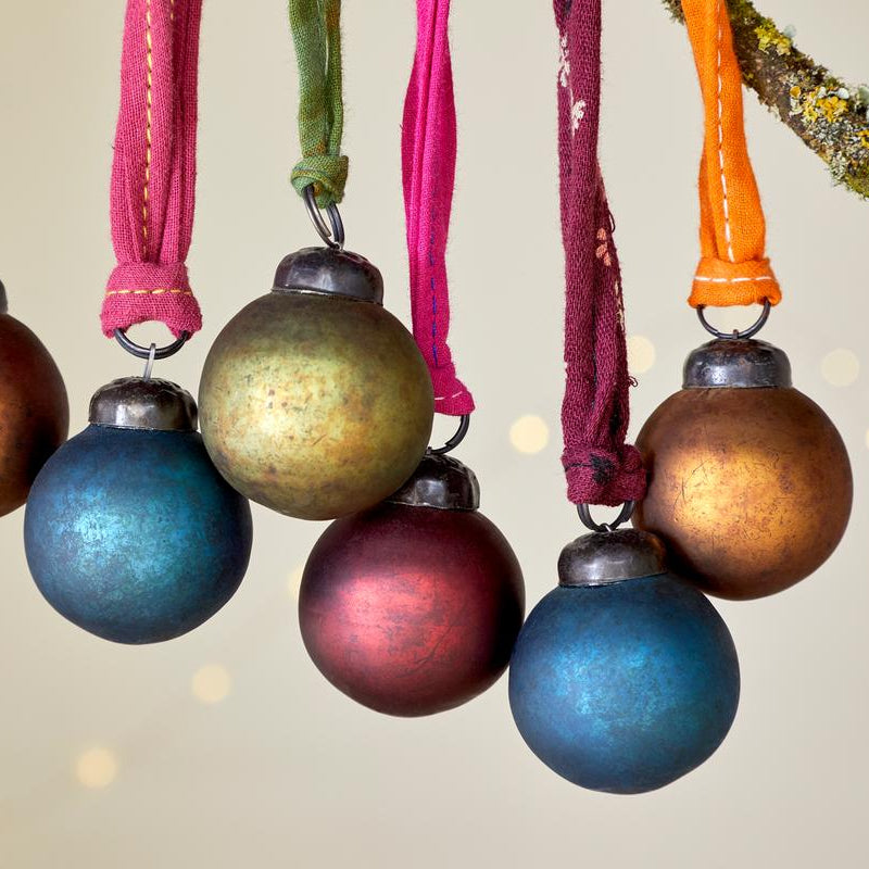 Nkuku Mini Oko Assorted Colour Christmas Bauble-OB3401-OkoMiniBaubles-MixedMatt-Uneeka