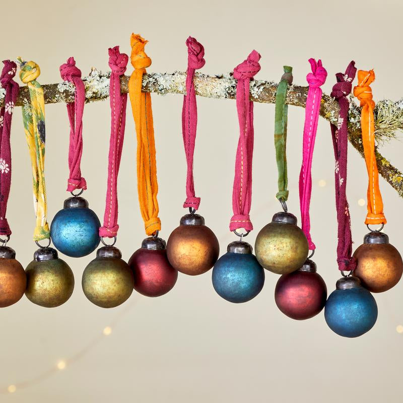 Nkuku Mini Oko Assorted Colour Christmas Bauble Uneeka