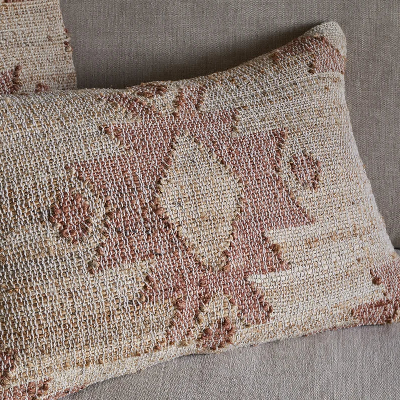 Nkuku Nila Gul Handwoven Jute Rust Cushion Cover 60 x 40cm - Uneeka