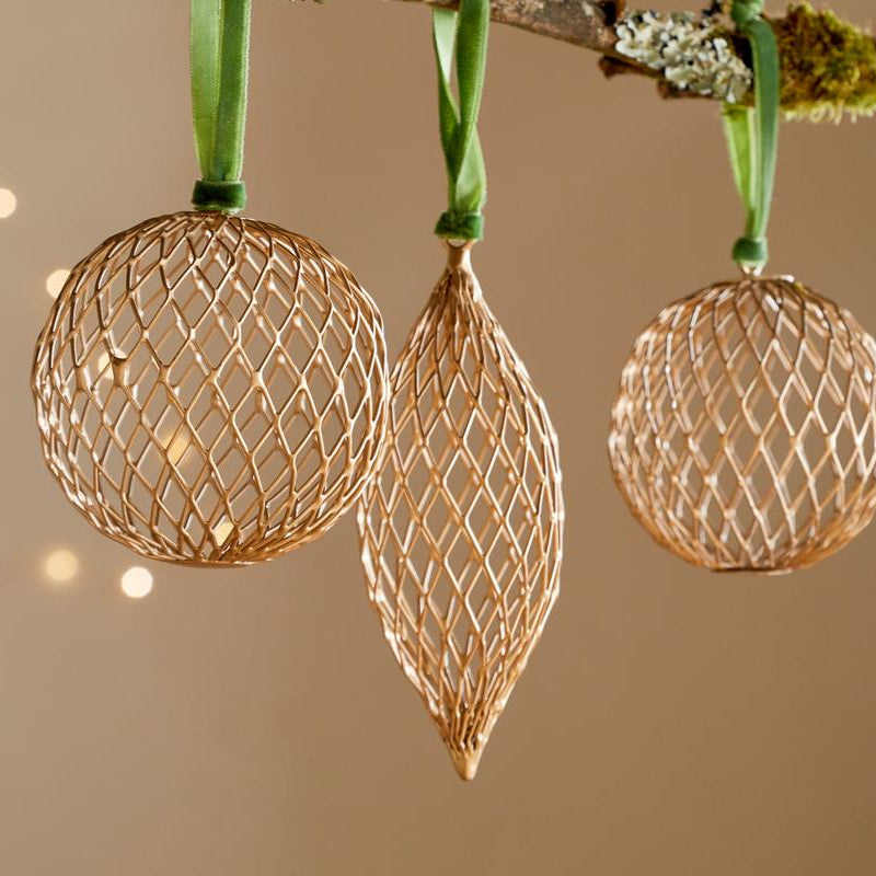 Nkuku Nirav Brass Wire Bauble - NB4501-NiravWireBaubles-Brass-nkuku