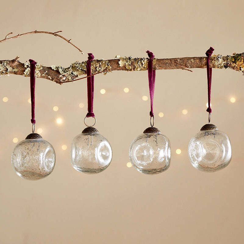 Nkuku Nishan Clear Pinched Glass Bauble - Uneeka