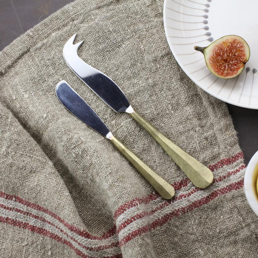 Nkuku Osko Brushed Gold Cheese & Butter Knife Set - Uneeka