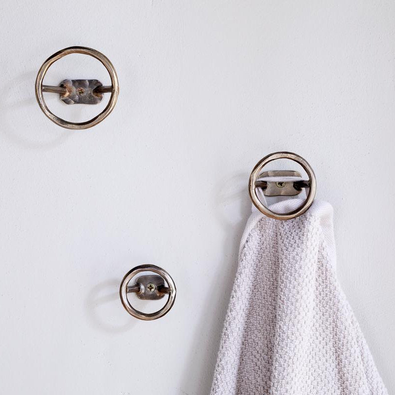 Nkuku Olani Antique Brass Bathroom Hooks - Set of 3 - Uneeka
