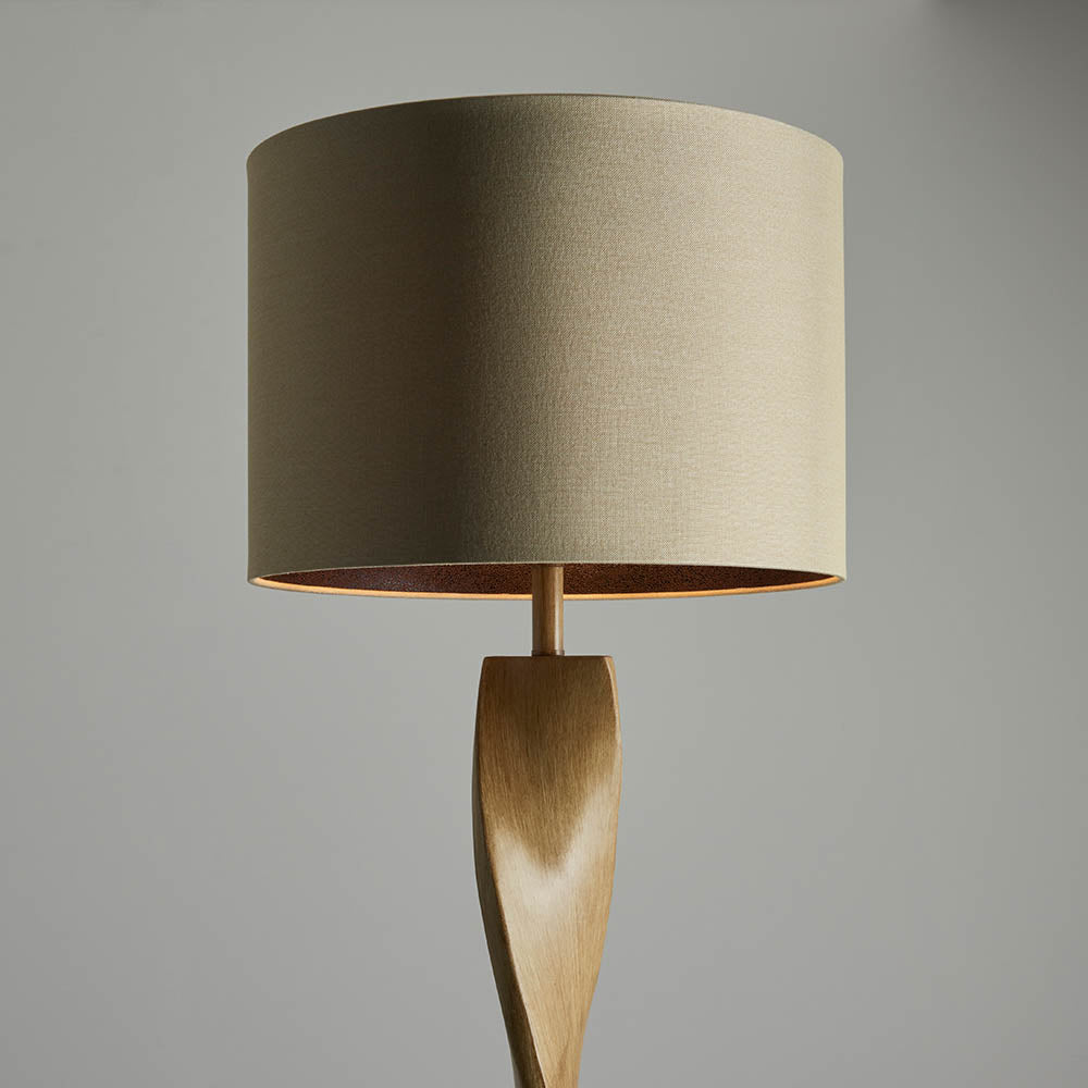 Oak Spiral Floor Lamp With Natural Shade - 95454 - Uneeka