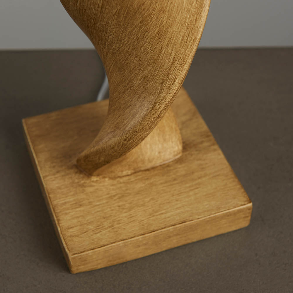 Oak Spiral Table Lamp With Natural Shade - 95455 - Uneeka
