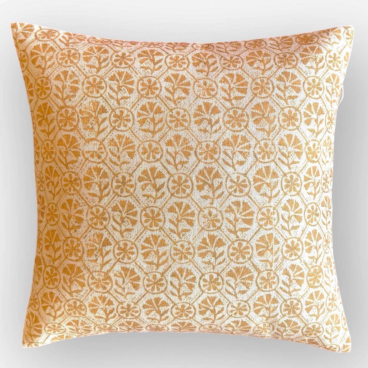 Ochre Trellis Print Cushion - Nellie, ochre cushion - Uneeka