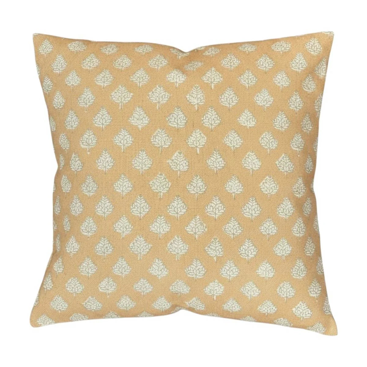 Ochre Maple Leaf Repeat Cushion - Maple Leaf turmeric - Uneeka