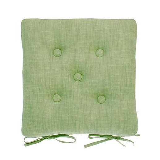 Olive Chambray Seat Pad with Ties