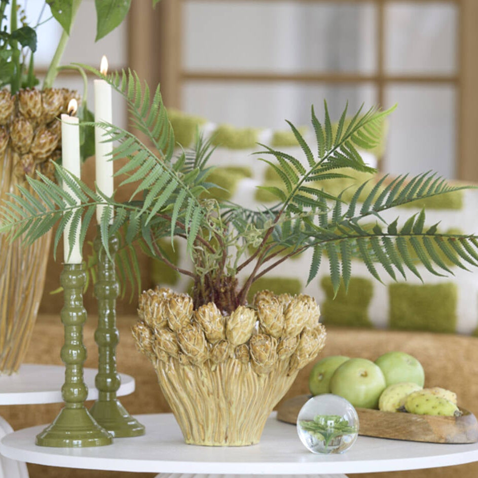 Olive Green Tall Candlestick Holder - 6084069 - Uneeka