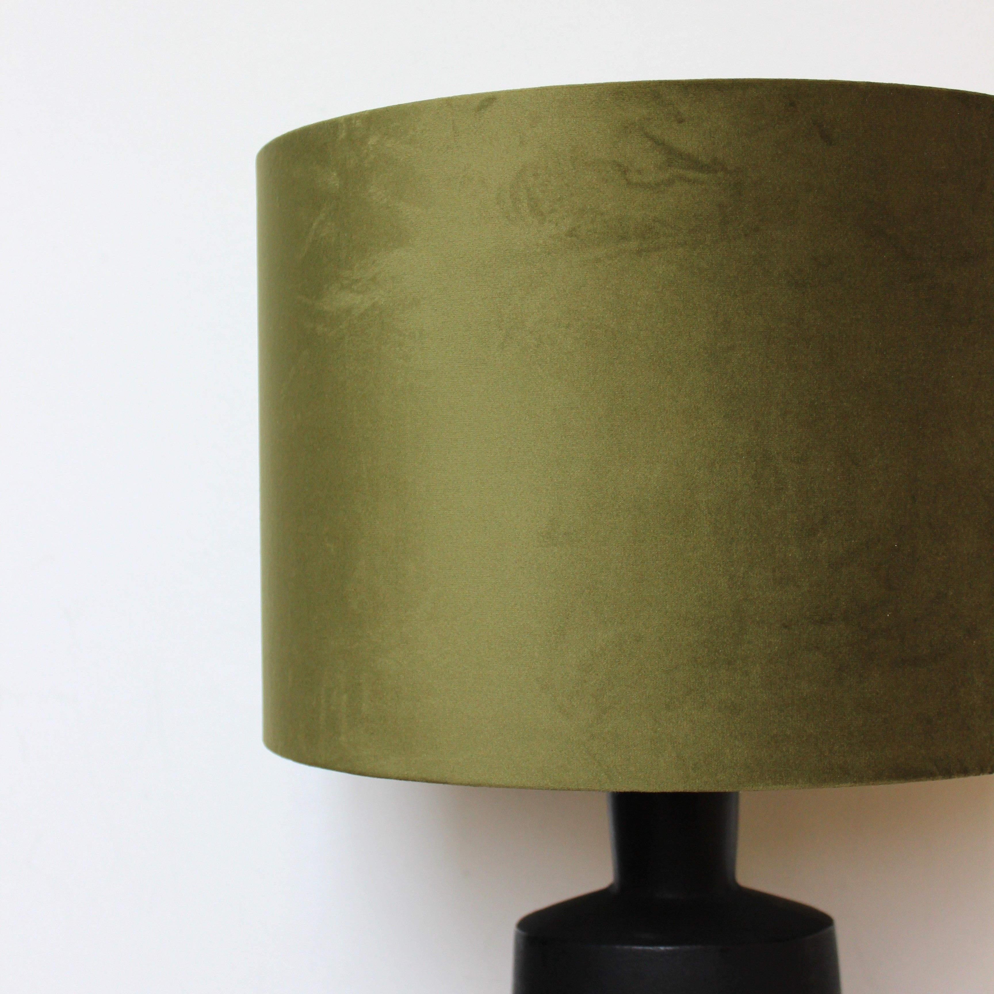 Olive Green Velvet Cylinder Shade - Uneeka