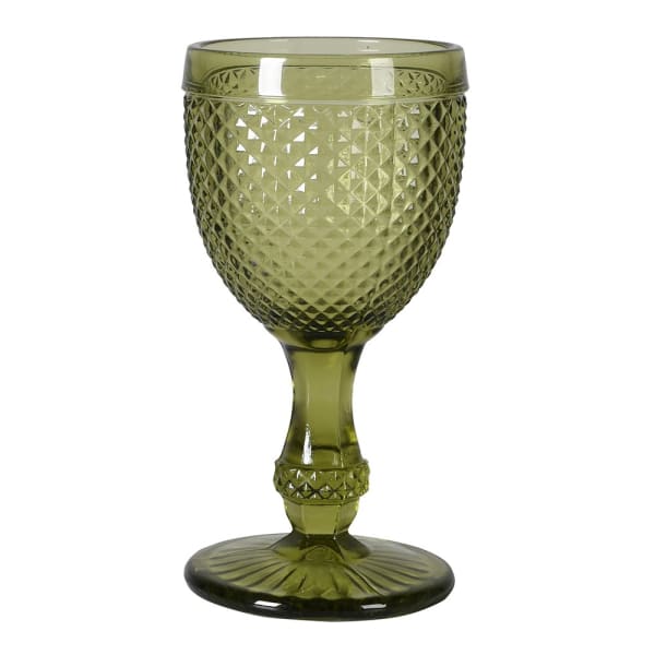 Olive Green Diamond Wine Glass - JGB427 - Uneeka