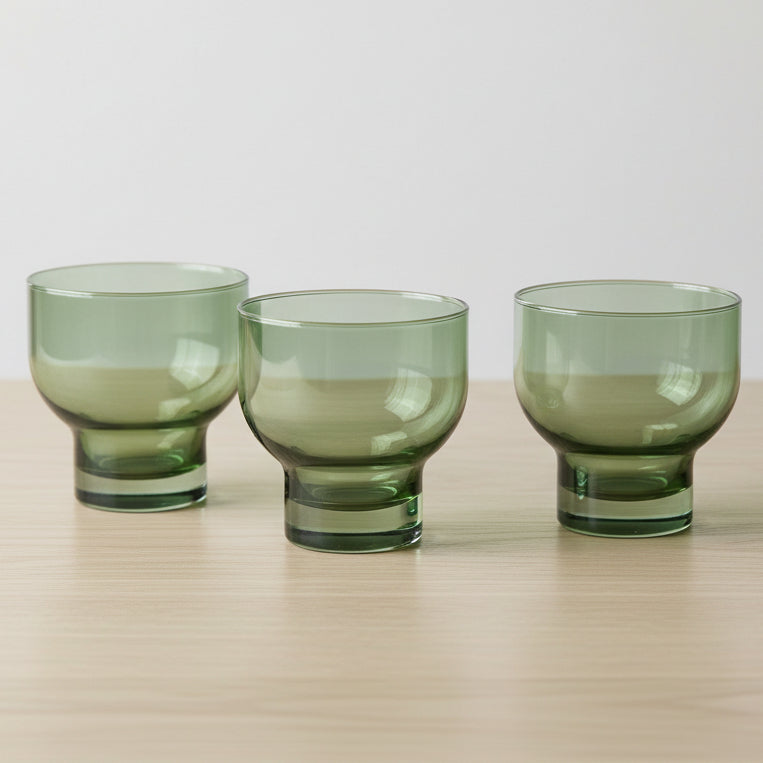 Olive Green Wide Glass Tumbler - ANH138 - Uneeka