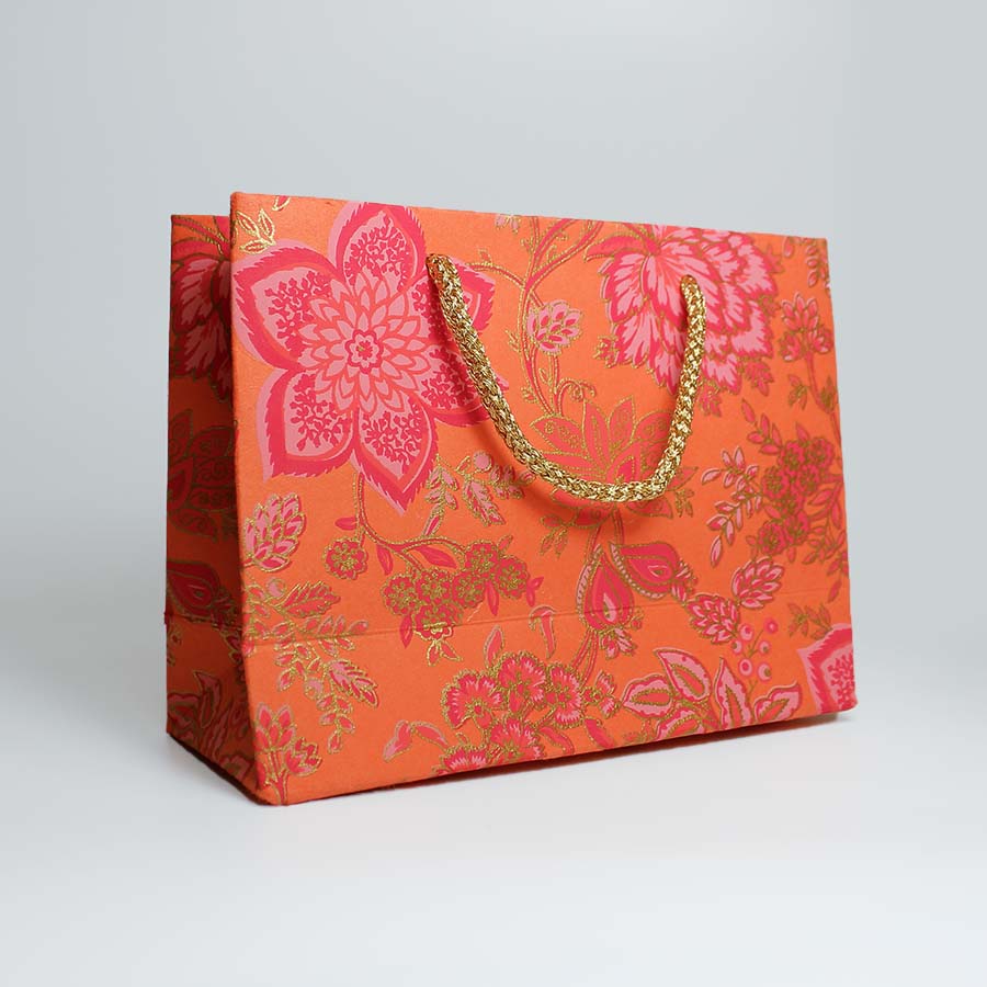 Orange Floral Gift Bags Small
