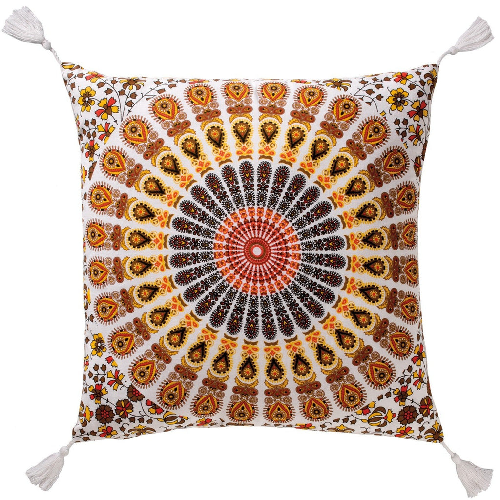 Orange Mandala Design Square Cushion 