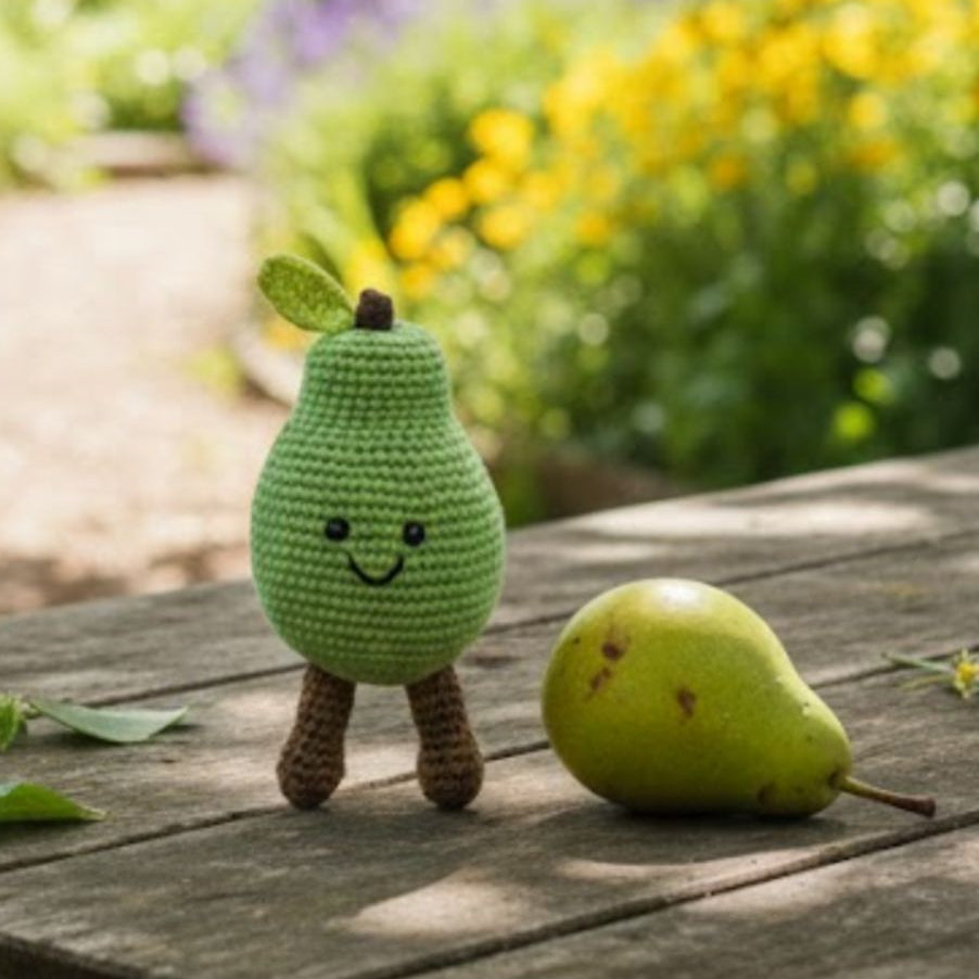 Organic Cotton Smiley Pear Baby Rattle Uneeka