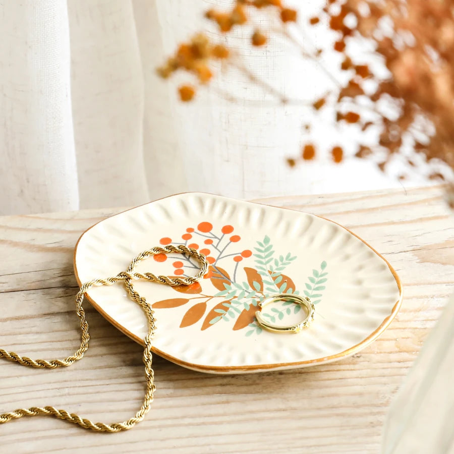 Organic Edge Leafy Ceramic Trinket Dish - 71567 - Uneeka