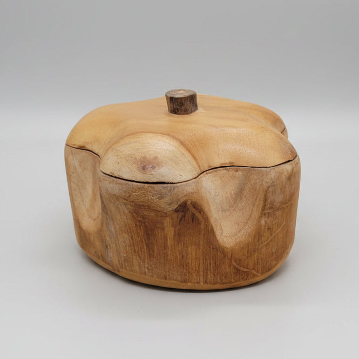 Organic Shape Natural Teak Storage Bowl - IS047 - Uneeka