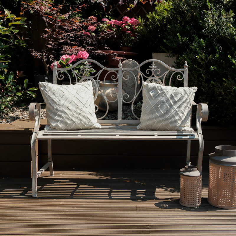 Ornate Light Grey Outdoor Bench - 4844 - Uneeka