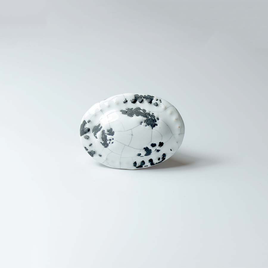 Oval White Crackle Glaze Ceramic Knob