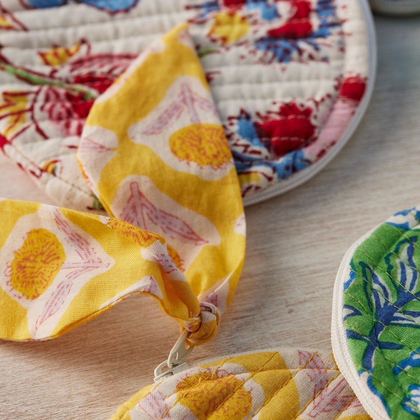 Assorted Colour Block Print Round Coin Purse - P22 - Uneeka