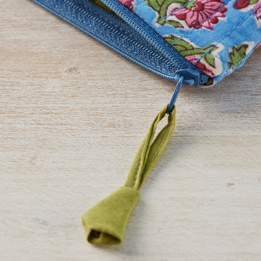 Repeat Block Print Kantha Stitch Pouch - P23 - Uneeka