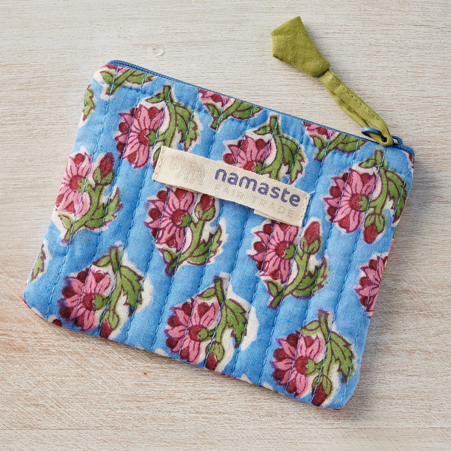 Repeat Block Print Kantha Stitch Pouch - P23 - Uneeka