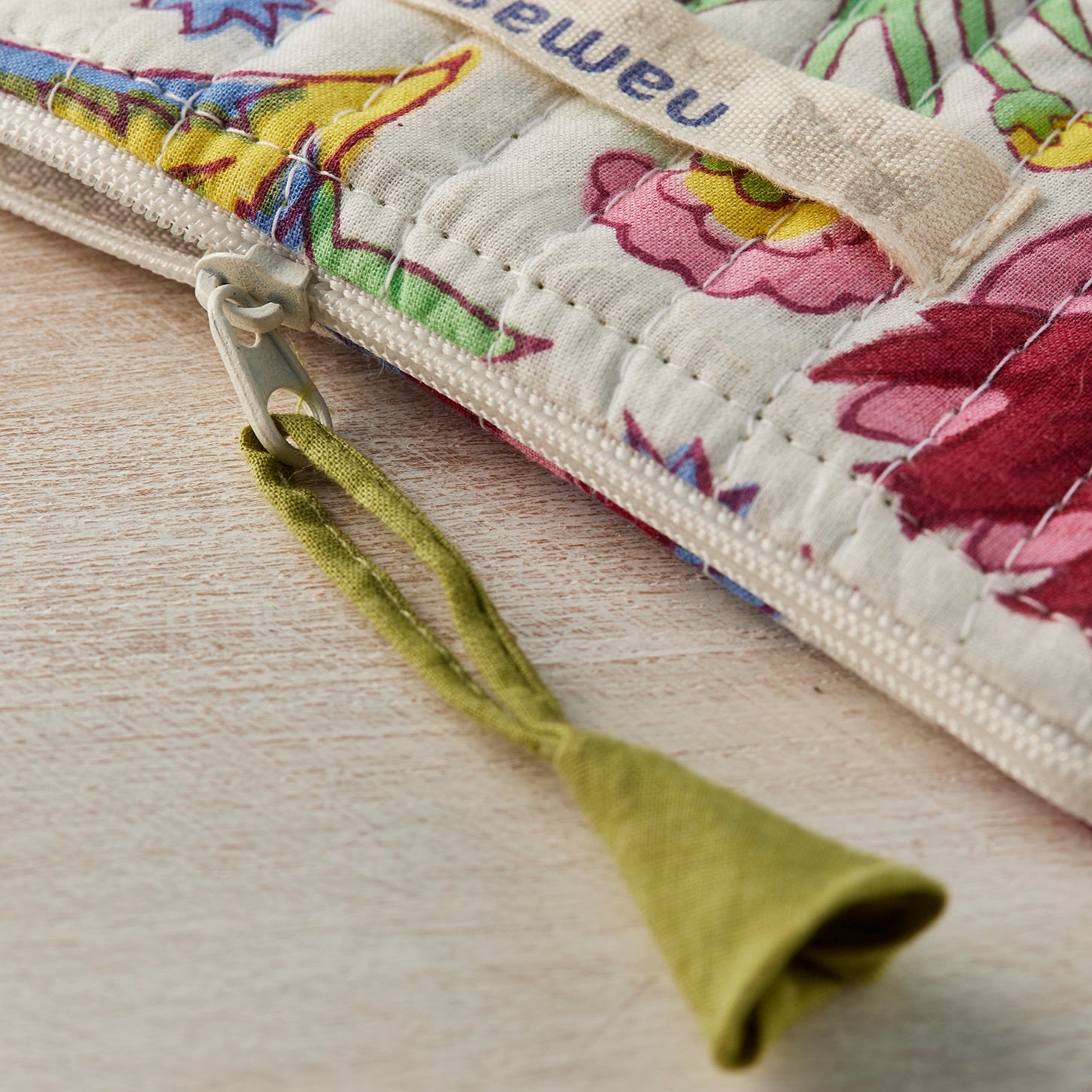 Floral Block Print Kantha Stitch Pouch - P24 - Uneeka