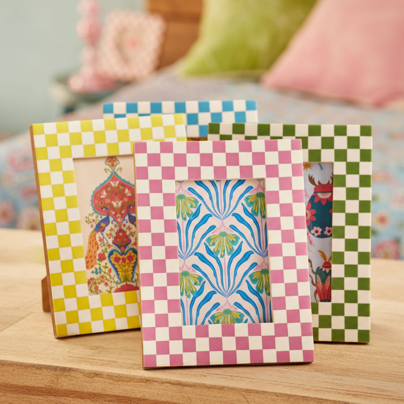Checker Picture Frame Bright Coloured Check Photo Frame | 6x4
