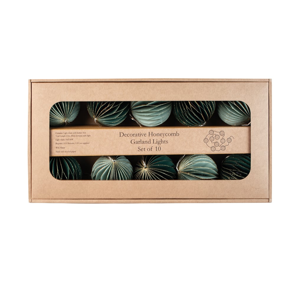 Green & Gold Honeycomb Light Garland - PH23736 - Uneeka