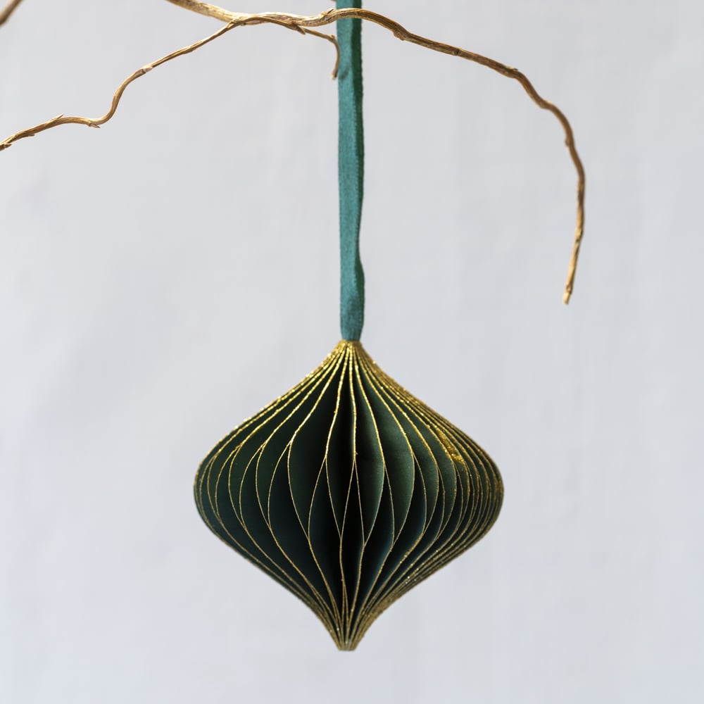 Green & Gold Honeycomb Onion Bauble - PH23739 - Uneeka