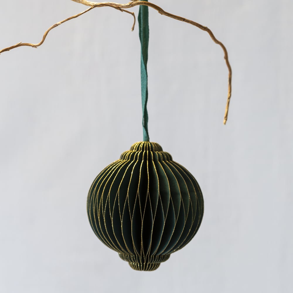 Green & Gold Honeycomb Ornate Bauble - PH23740 - Uneeka