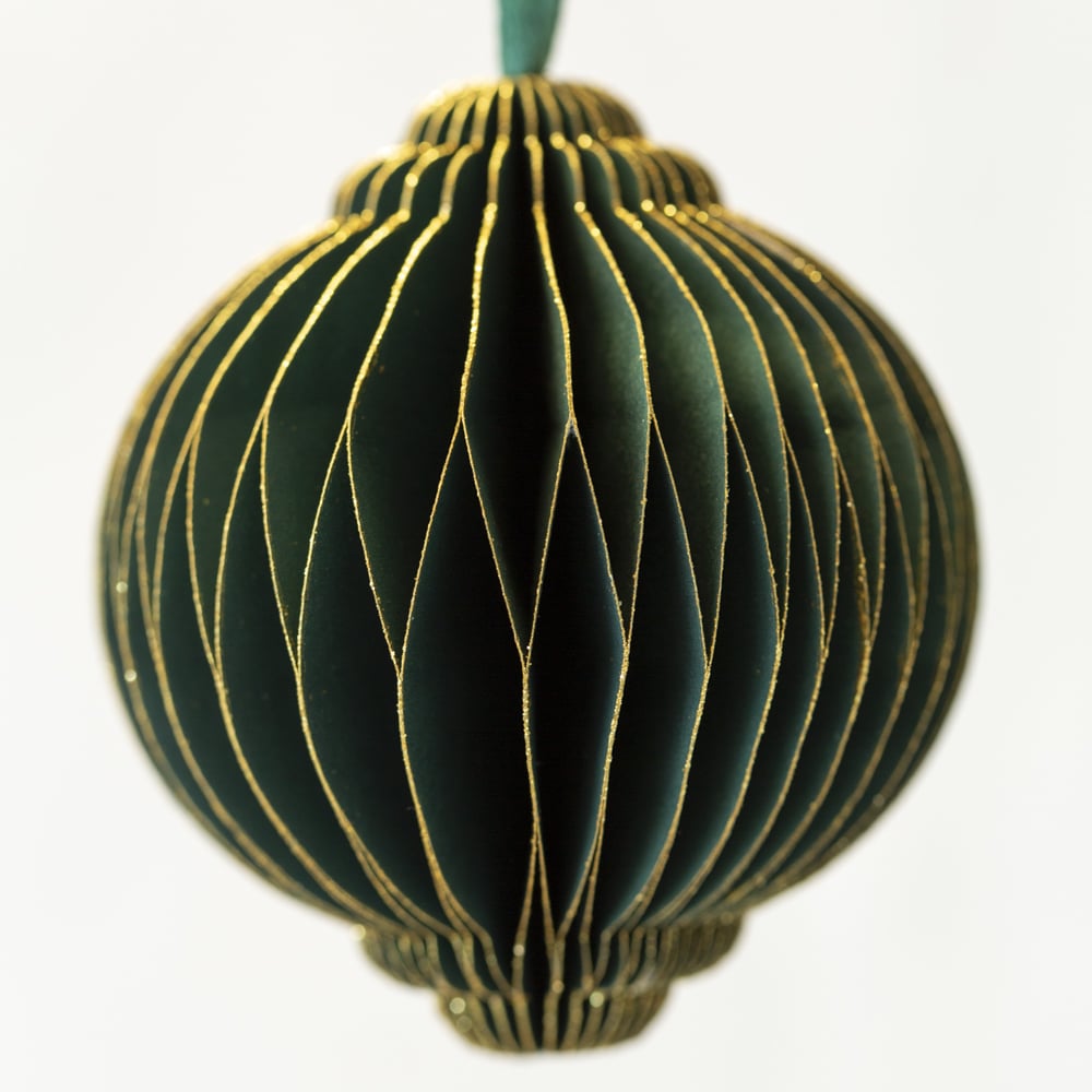 Green & Gold Honeycomb Ornate Bauble - PH23740 - Uneeka